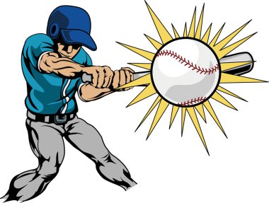 Illustration of baseball player hitting baseball clipart