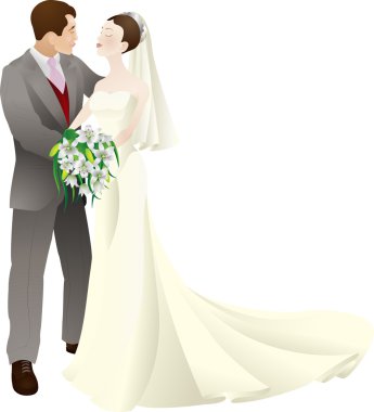 bride and groom in love wedding vector illustration clipart