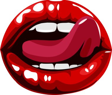 seksi kırmızı dudaklar illüstrasyon yalama