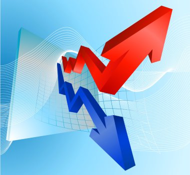 Illustration of profit and loss graph with arrows clipart