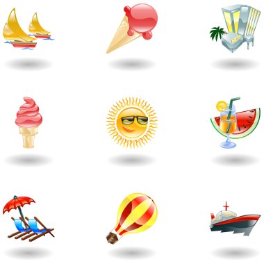 Shiny summer icons clipart