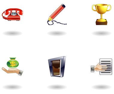 Glossy Business and Office Icon Set clipart