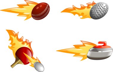 Glossy shiny flame sport icons clipart