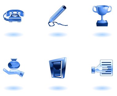 Glossy Business and Office Icon Set clipart