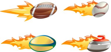 Shiny glossy flame sport icons clipart