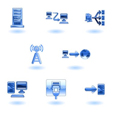 Glossy Computer Network Icon Set clipart