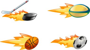 Shiny flaming sport icons clipart