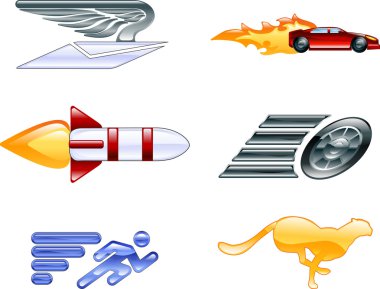 Shiny speed and efficiency concept icons clipart