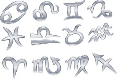 Glossy metallic zodiac symbols clipart