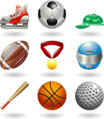 Shiny sports icon set series clipart