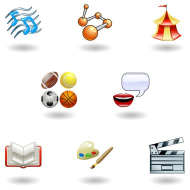 Glossy category education web icons clipart