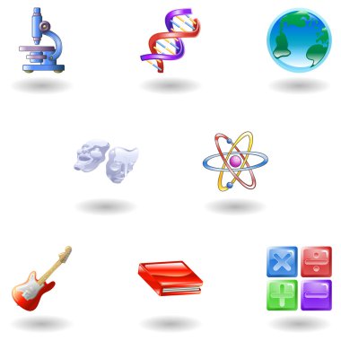 Glossy category education web icons clipart