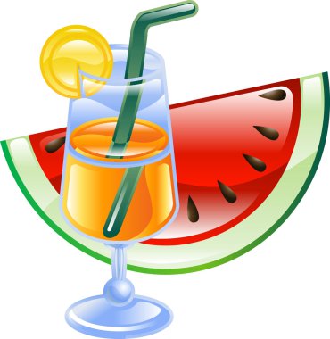 Summer cocktail and watermelon clipart