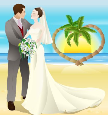 tropical destination beach wedding clipart