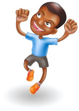 Young boy jumping for joy clipart