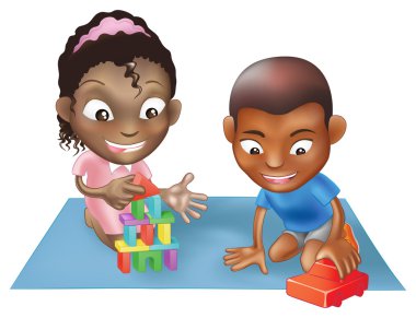 two children playing clipart