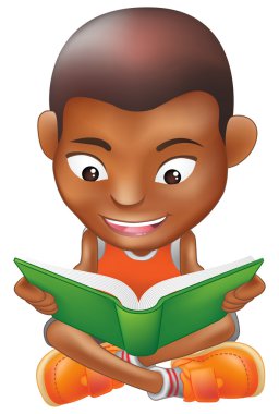 boy reading a book clipart