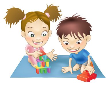 two children playing clipart