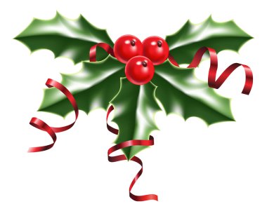 holly berries and ribbons clipart