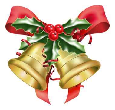 festive bells and bows clipart