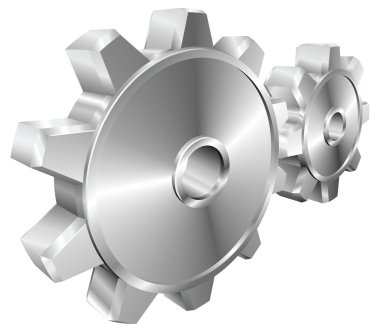 Shiny glossy mechanical cogs or gears vector illustration clipart