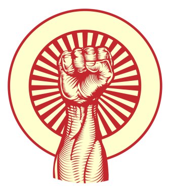 Soviet propaganda poster style fist clipart