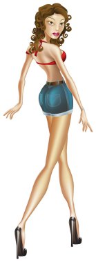 Illustration of sexy woman in daisy dukes clipart