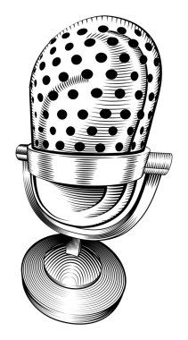 black and white microphone clipart