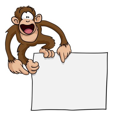 Crazy cute monkey sign illustration clipart