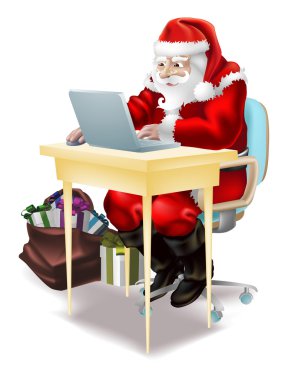 Santa shops on-line! clipart