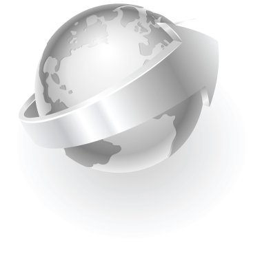 silver metallic globe clipart