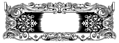 Woodblock style vintage frame clipart