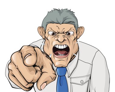 Bullying boss shouting and pointing clipart