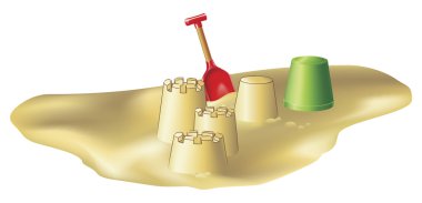 Beach toys and sandcastles clipart