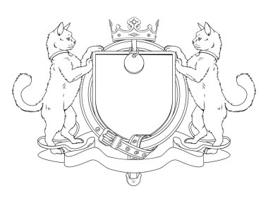 Cat pets heraldic shield coat of arms clipart