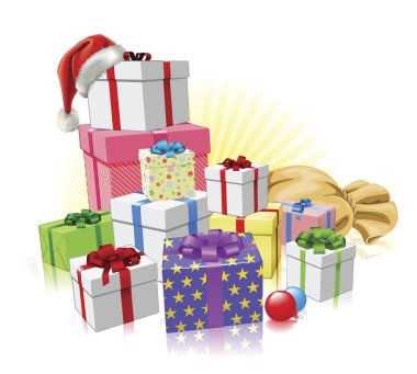 Christmas gifts Santa concept clipart