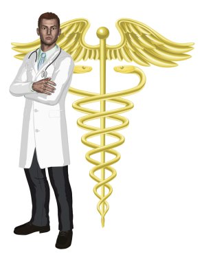 Doctor and caduceus symbol illustration clipart