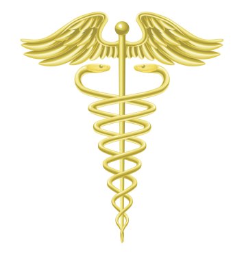 Caduceus gold medical symbol clipart