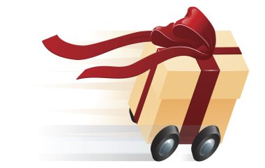 Fast Present Gift on Wheels Concept clipart