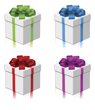 Gift or present four colors clipart