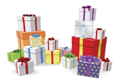 Stacks of presents concept clipart