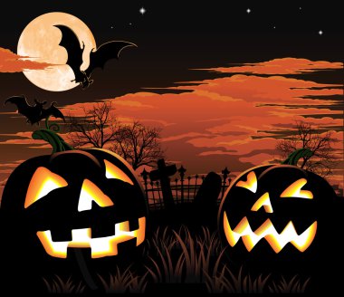 Halloween graveyard background clipart