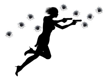 Action Hero Shoot Out Woman clipart