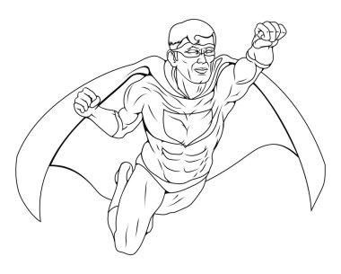 Monochrome Superhero Illustration clipart