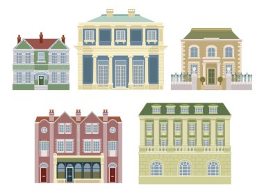 Luxury old fashioned houses buildings clipart