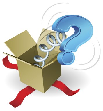 Jack in the box question mark concept clipart