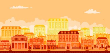 Urban avenue scene with smart townhouses clipart