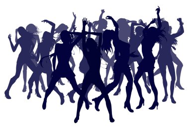 Beautiful women dancing silhouettes clipart