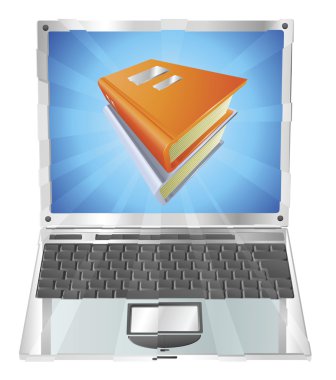 Books icon laptop concept clipart