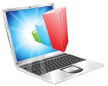 Bar chart graph laptop concept clipart